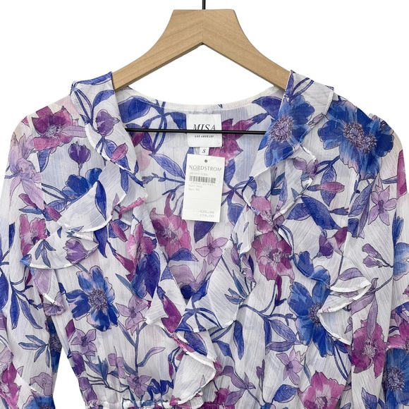 NWT MISA Los Angeles Karina Floral Ruffle Midi Dress - Picture 5 of 15